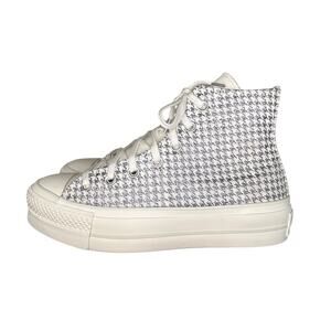 Womens Converse All Star Houndstooth Platform Sneakers Size 7 Gray White
